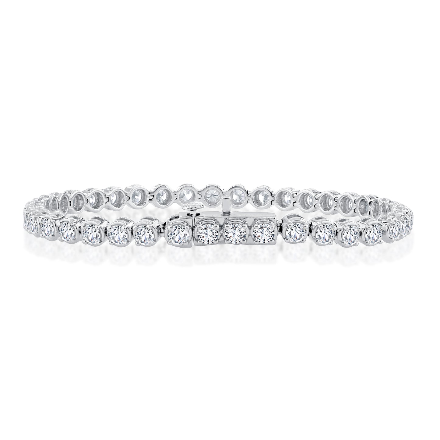 14K White Gold 4 Prong Scalloped Diamond Tennis Bracelet