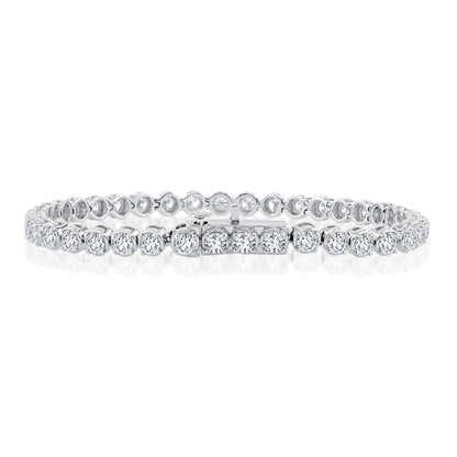 14K White Gold 4 Prong Scalloped Diamond Tennis Bracelet