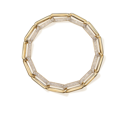Hearts On Fire 18K Yellow Gold Inside/Out Pave Diamond Link Necklace