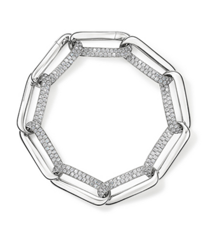 Hearts On Fire 18K White Gold Inside/Out Pave Diamond Link Bracelet