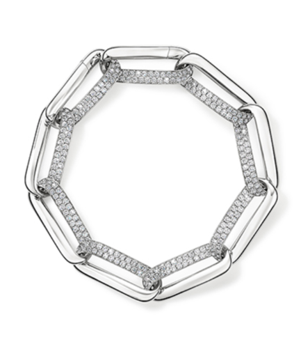 Hearts On Fire 18K White Gold Inside/Out Pave Diamond Link Bracelet