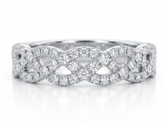 14K White Gold Braided Diamond Band