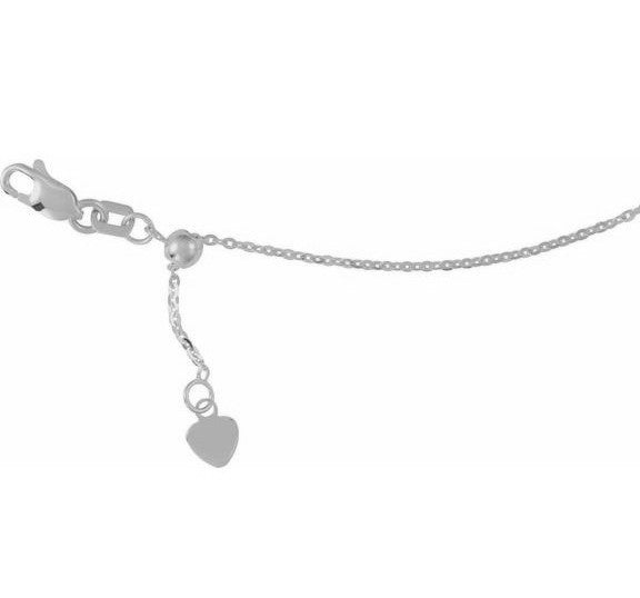 14K White Gold 1.0Mm Cable Link Diamond Cut Chain
