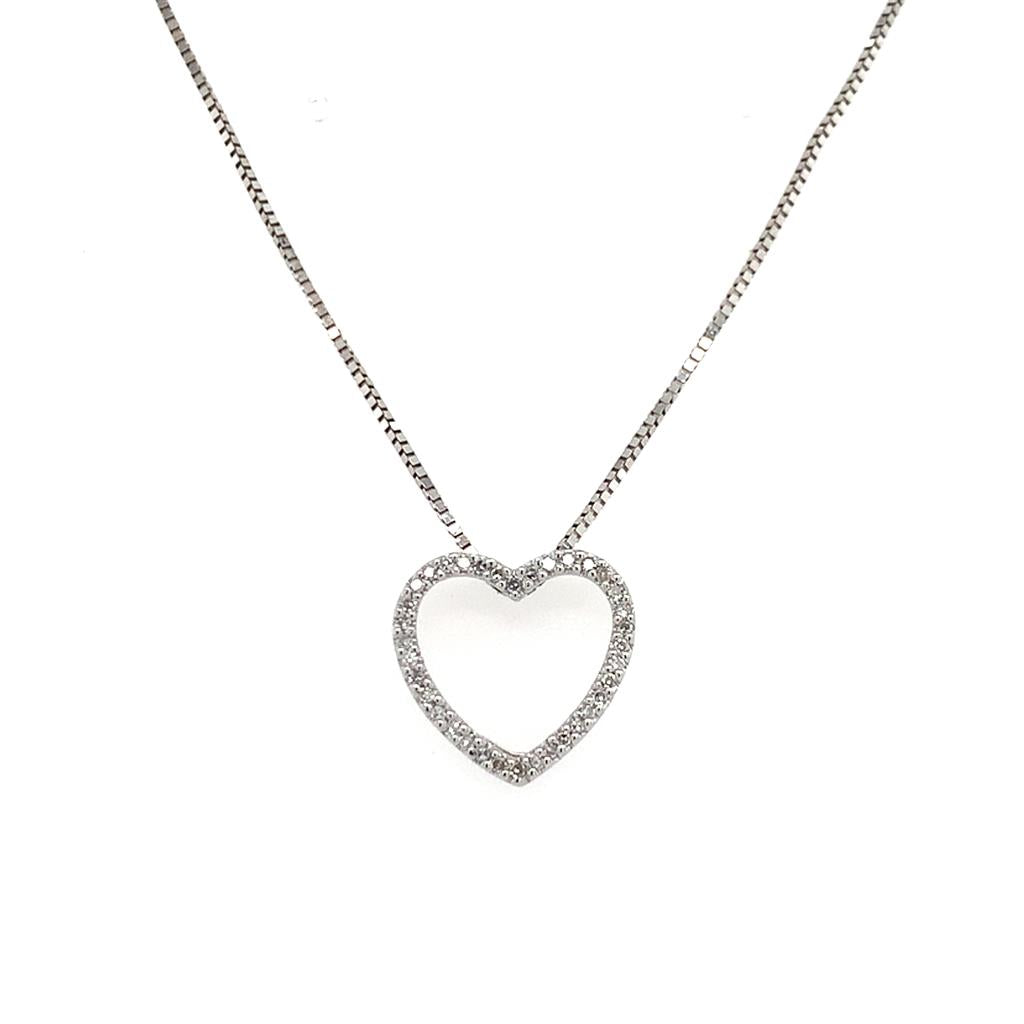 Estate14K White Gold Diamond Heart Pendant