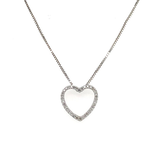 Estate14K White Gold Diamond Heart Pendant