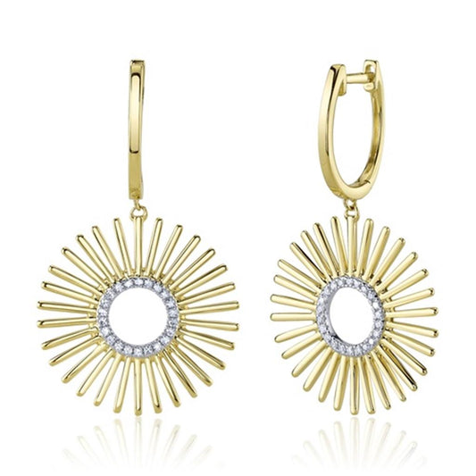 Shy Creation Diamond Sunray Huggie Earrings