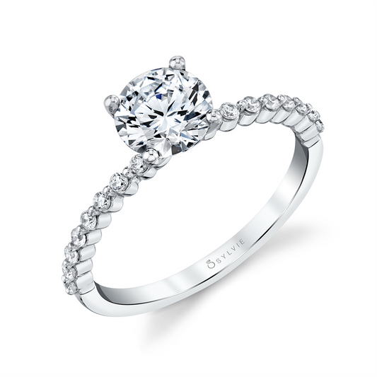 Sylvie 14k White Gold Shared Prong Engagement Ring