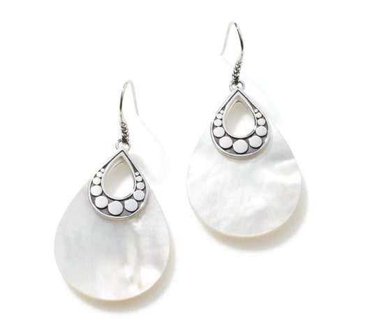 John Hardy Dot Silver Earrings With Mother-Of-Pearl Core