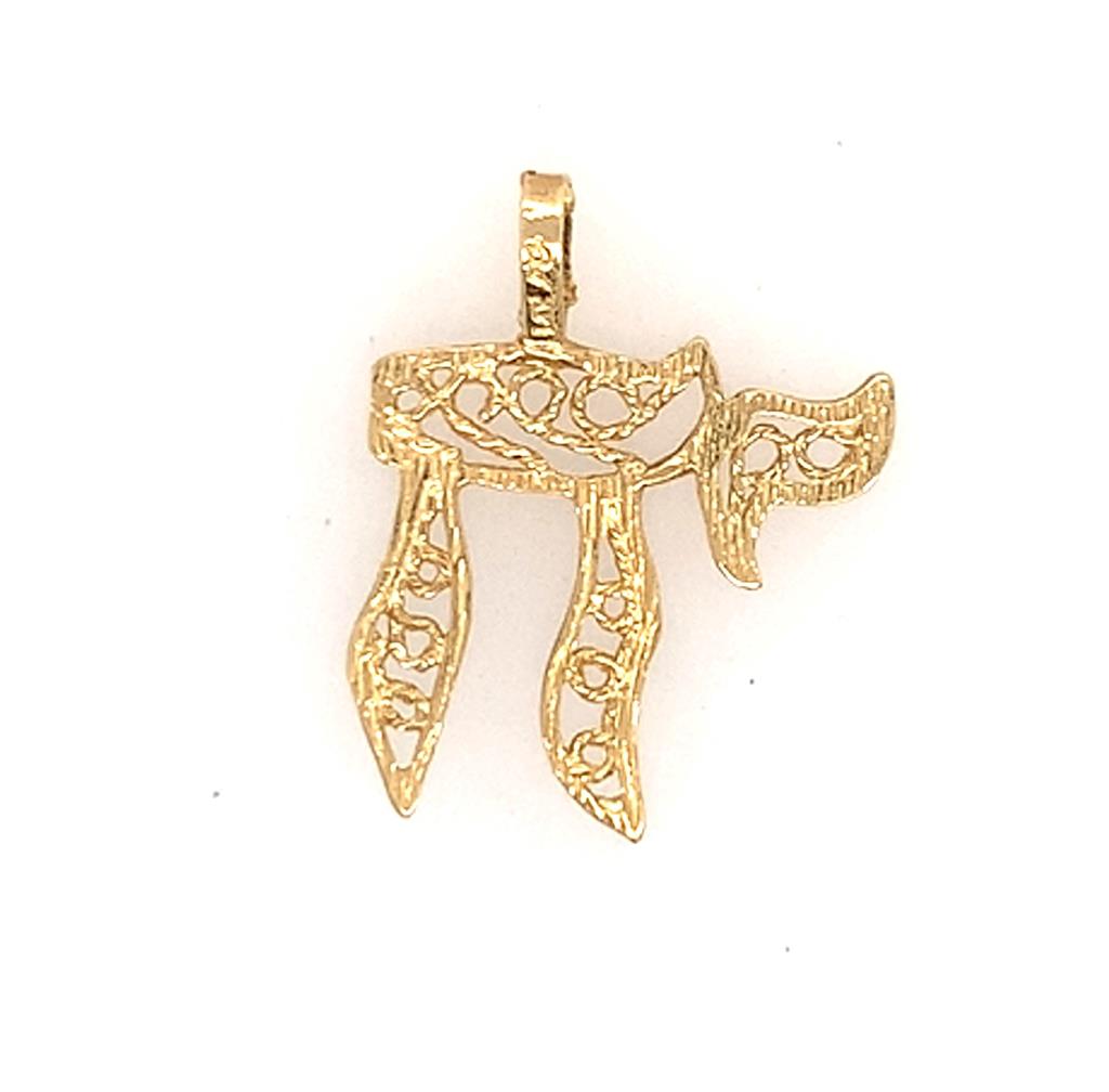 Estate 14K Gold Chai Pendant