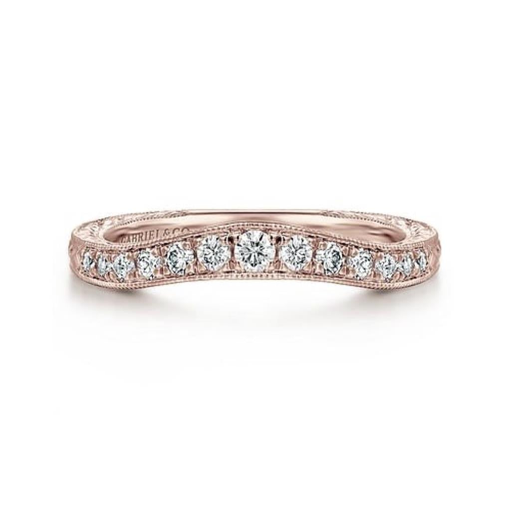 Gabriel Vintage Inspired Curved Diamond Wedding Band