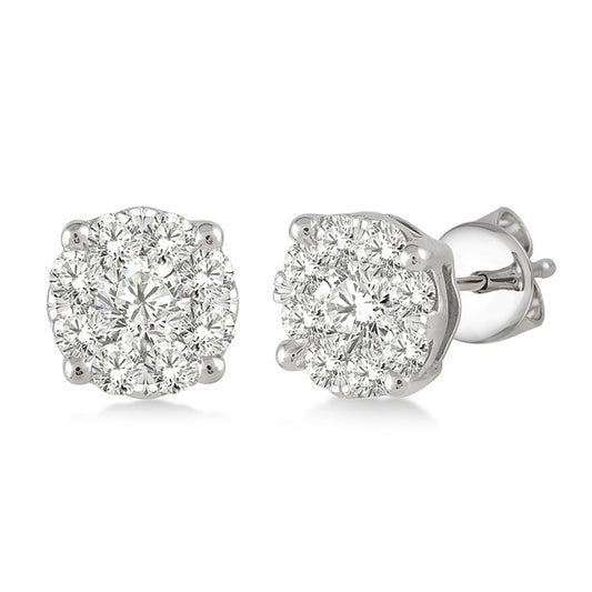 Rolland's Designs Diamond Cluster Earrings- 1.00 Cts