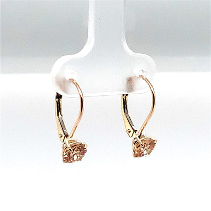 Estate 10K Yellow Gold Peach CZ Earrings