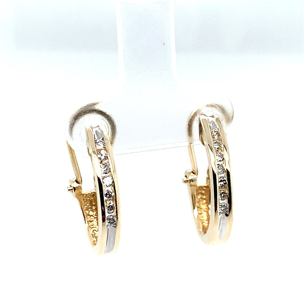 Estate 14K Yellow Gold Diamond J-Hoops