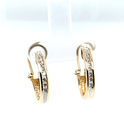 Estate 14K Yellow Gold Diamond J-Hoops