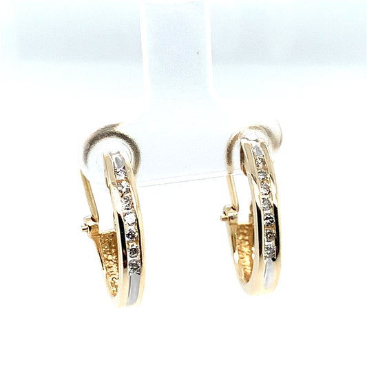 Estate 14K Yellow Gold Diamond J-Hoops