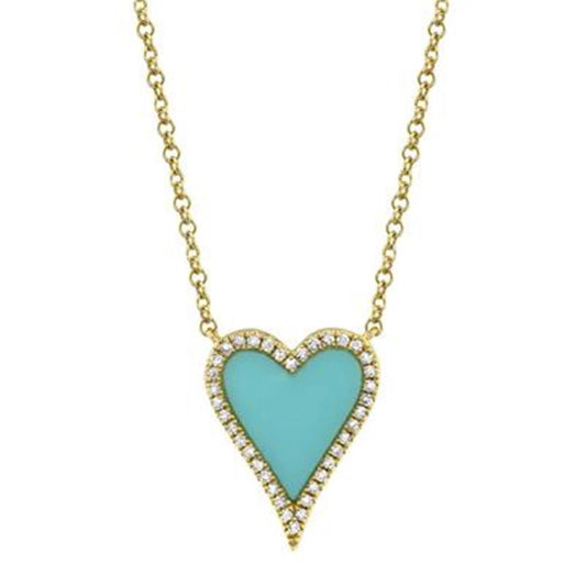 Shy Creation Turquoise & Diamond Heart Pendant