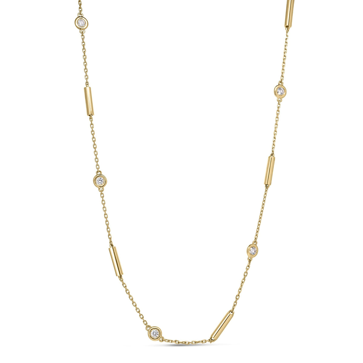 Roberto Coin 18K Yellow Gold Diamond & Bar Station Necklace