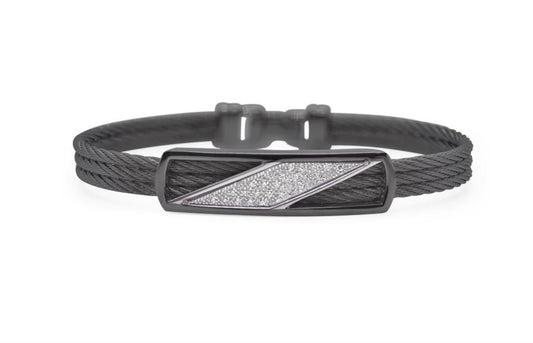 Alor Stainless Steel & 18K White Gold Diamond Station Bracelet