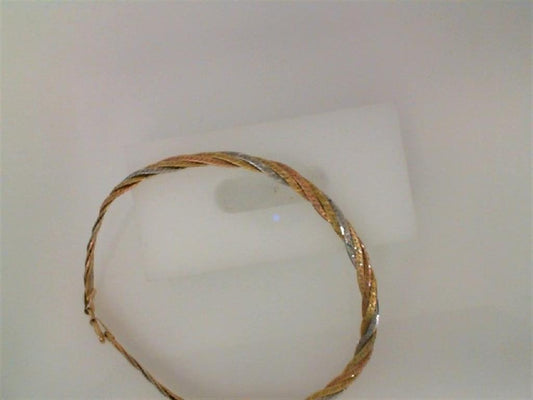 Estate 14K Tri Color Diamond Cut Braided Bracelet