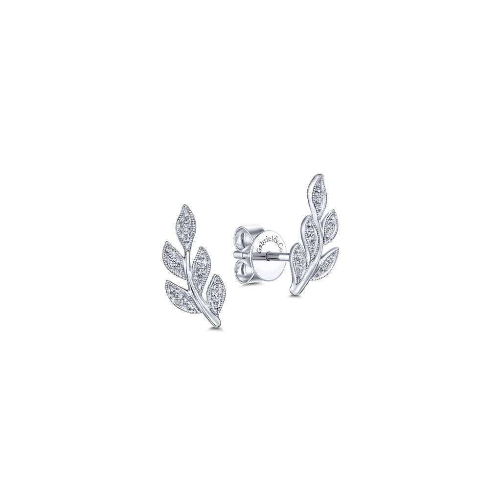 Gabriel Diamond Leaf Stud Earrings