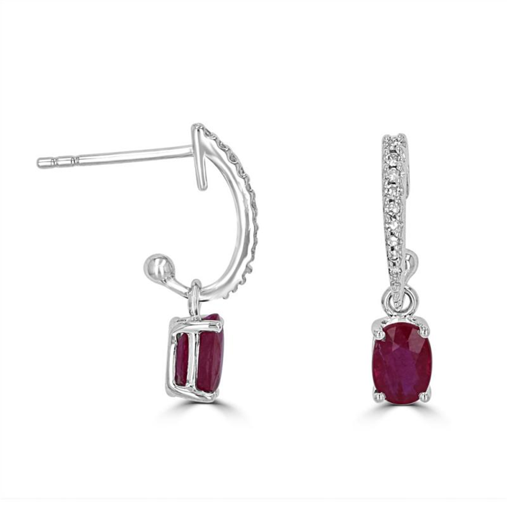 Rolland's Designs Oval Cut Ruby Dangle Earrings