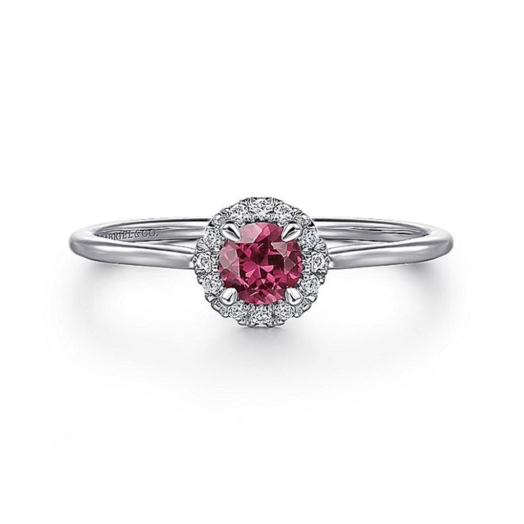 Gabriel Diamond Halo & Pink Tourmaline Ring