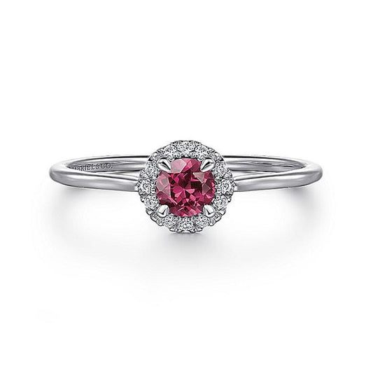 Gabriel Diamond Halo & Pink Tourmaline Ring