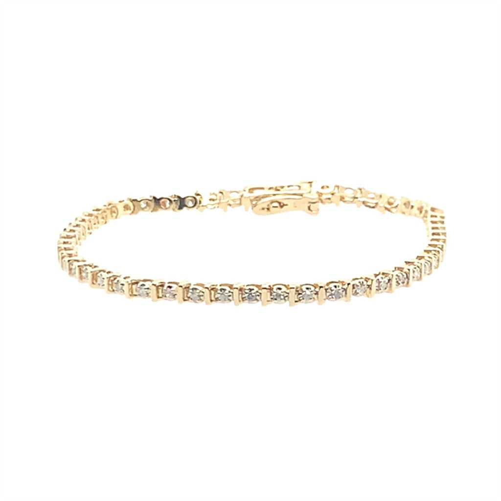 Estate 14K Yellow Gold Diamond Tennis Bracelet