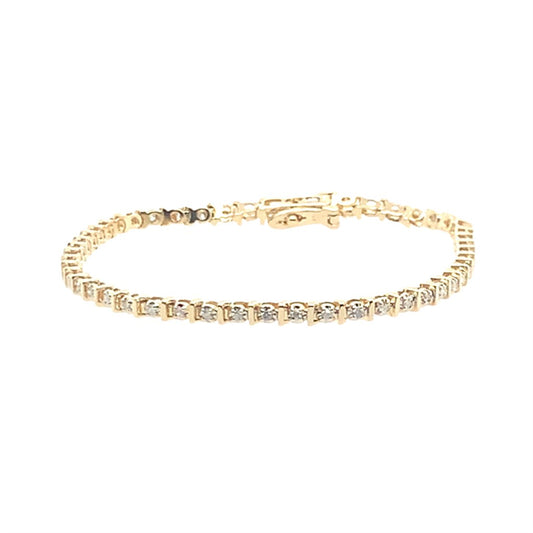 Estate 14K Yellow Gold Diamond Tennis Bracelet