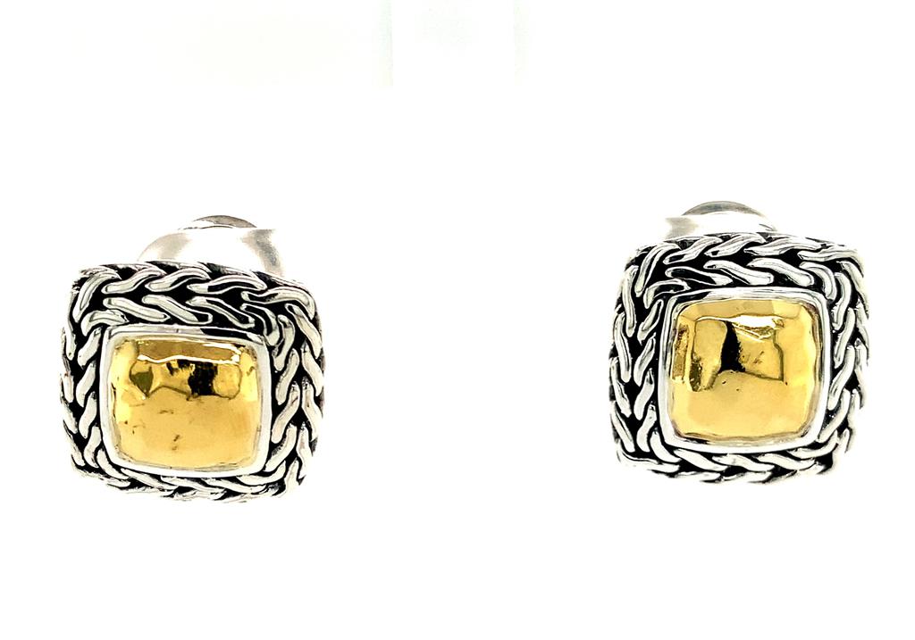 Estate John Hardy Sterling Silver "Palu" Square Earrings