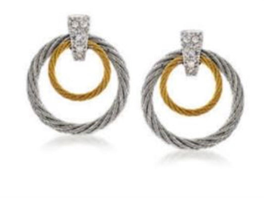 Alor Two Tone Cable Wire Diamond Earrings