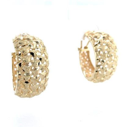 Estate 14K Yellow Gold Diamond Hoop Earrings