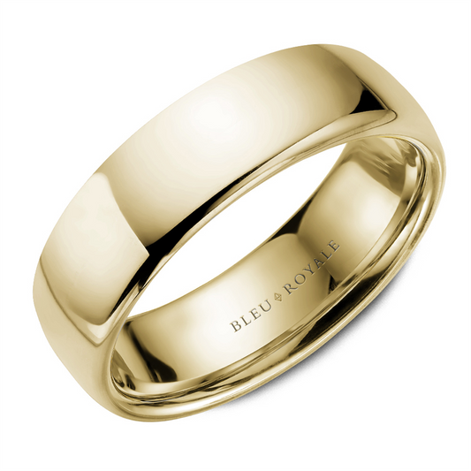 Blue Royal 14K Yellow Gold 7Mm High Polish Band