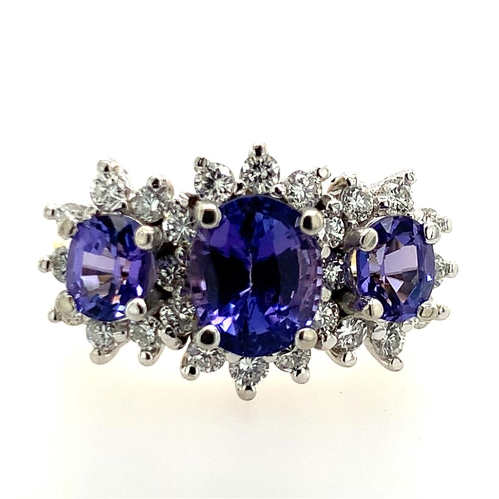 Estate 14K Two-Tone Tanzanite & Diamond Ring