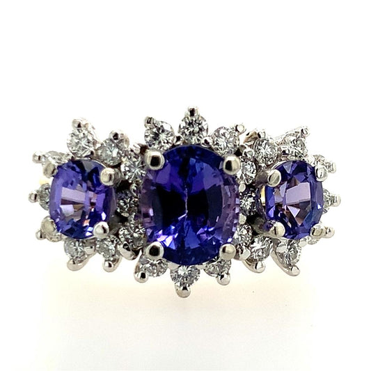 Estate 14K Two-Tone Tanzanite & Diamond Ring