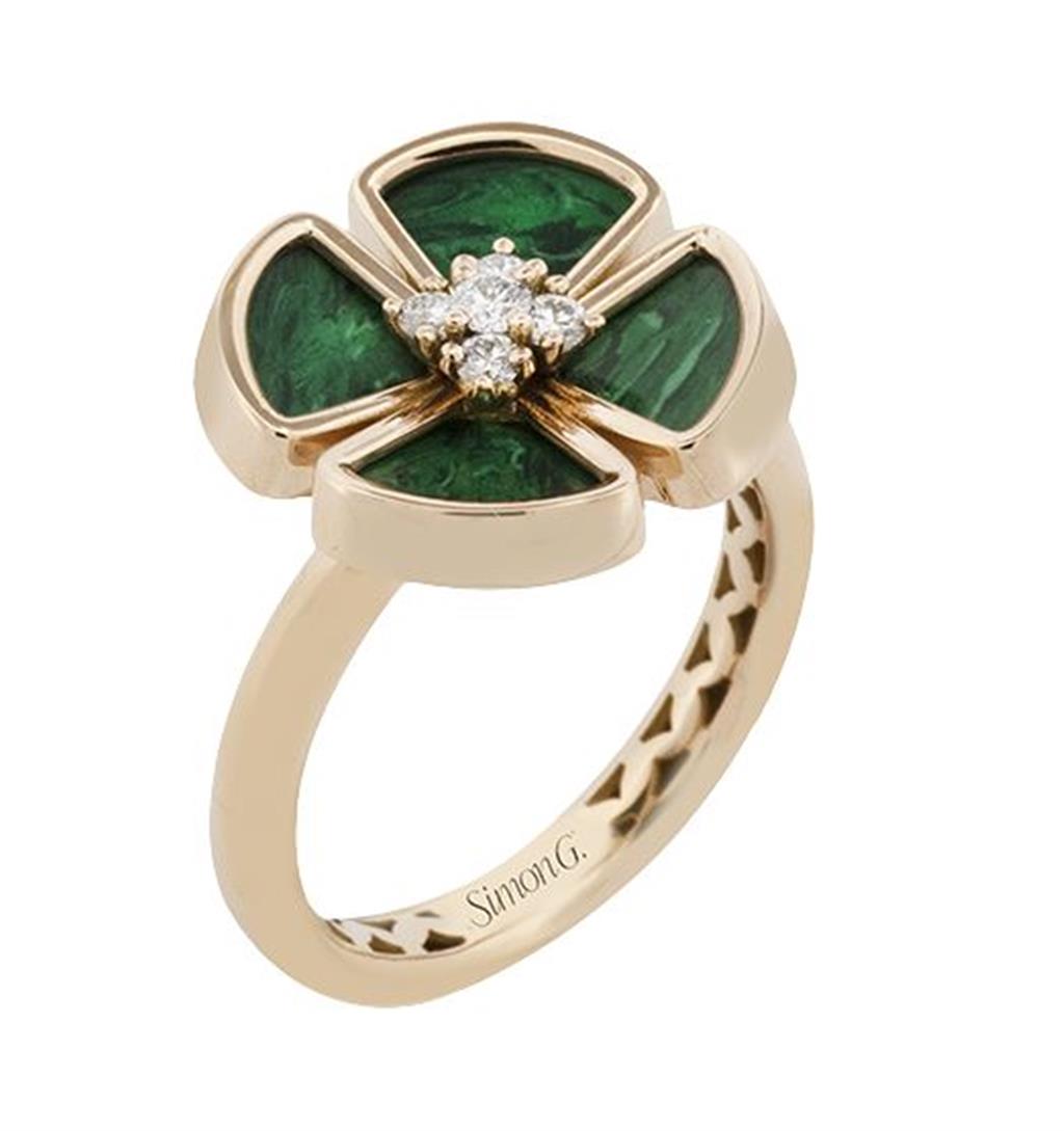 Simon G. Malachite & Diamond Flower Ring