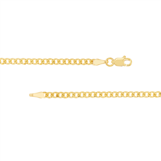 Gold 24" 2.7Mm Diamond Cut Curb Chain