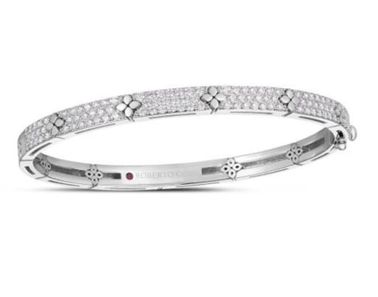 Roberto Coin Love In Verona Diamond Flower Bangle