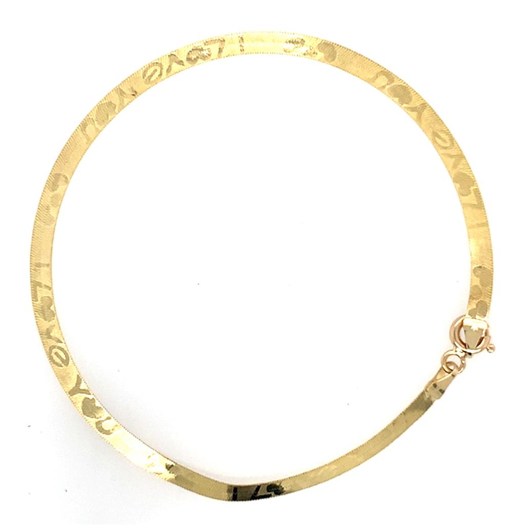 Estate 14K "I Love You" Herringbone Bracelet