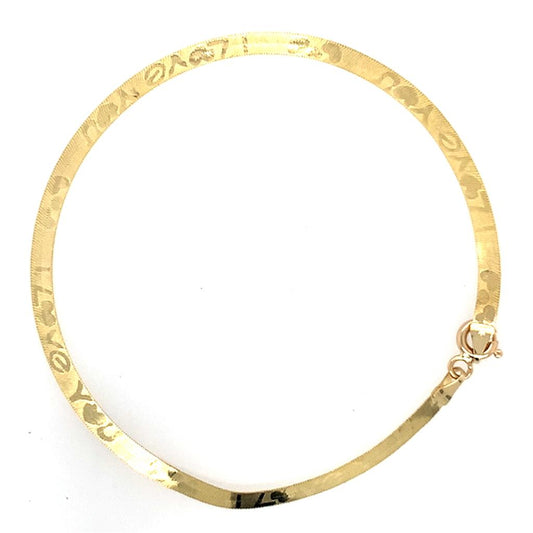 Estate 14K "I Love You" Herringbone Bracelet