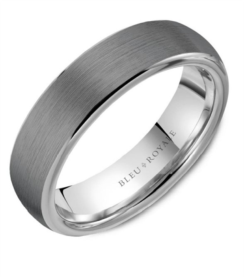 14K White Gold & Grey Wedding Band