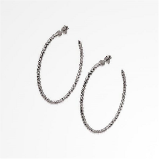 Desmos Sterling Silver Diamond Hoop Earrings