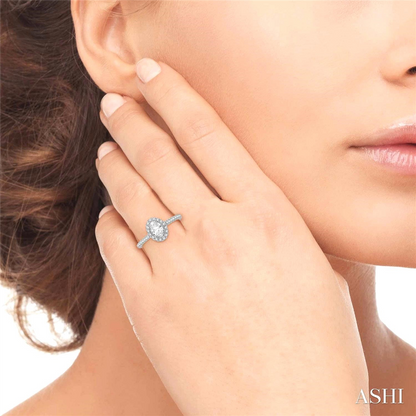 14K White Gold Diamond Halo Engagement Ring