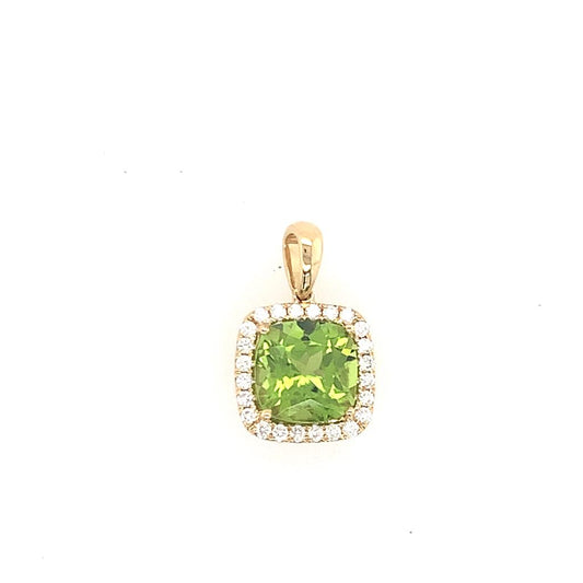Rollands Designs 14K Yellow Gold Diamond & Peridot Pendant