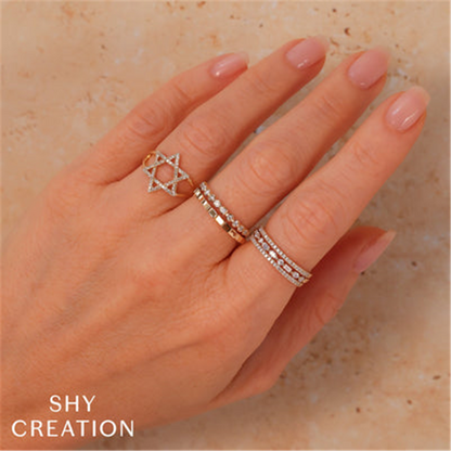 Shy Creation Diamond Star Of David Ring