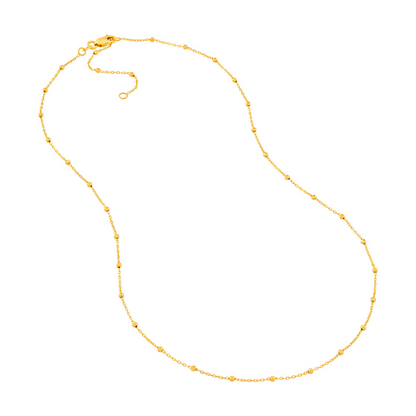 Gold 18" 1.7Mm Bead Station Saturn Chain
