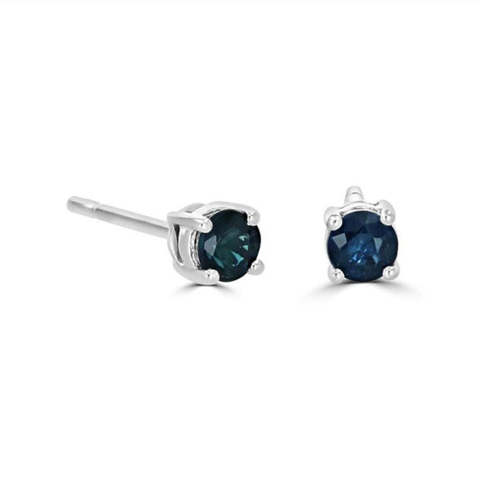 14K White Gold Blue Sapphire Oval Pendant with a Diamond