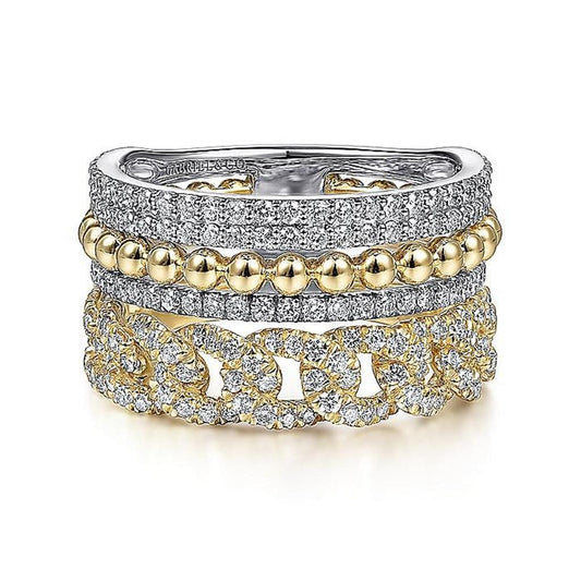 Gabriel Two-Tone Diamond Stack Fashion Ring