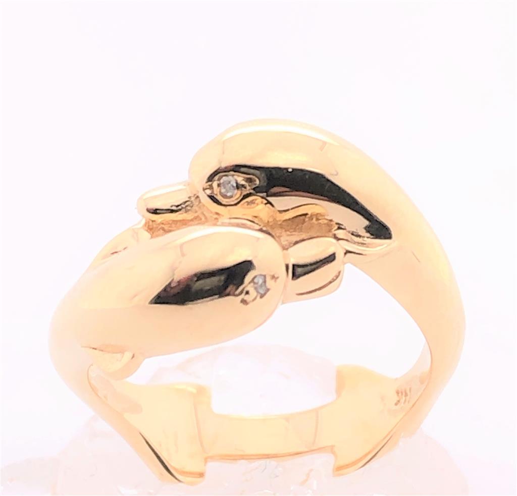 Estate 14K Yellow Gold Dolphin Ring