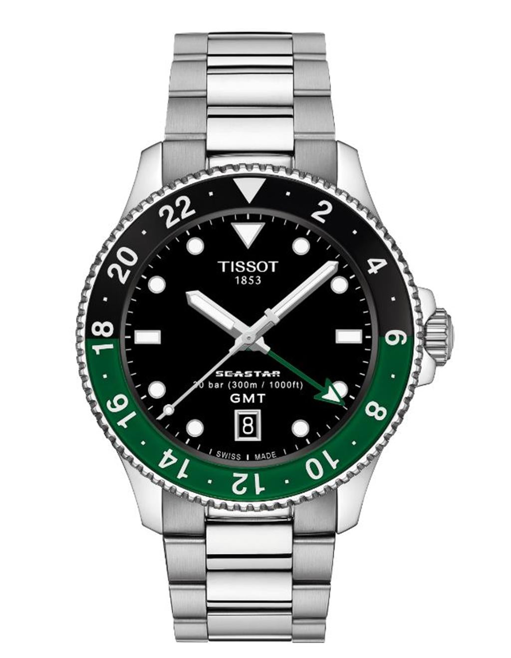 Tissot Seastar 1000 GMT Green and Black Bezel